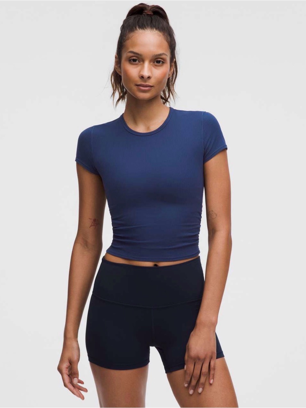 All It Take Navy Ribbed Short-Sleeve Top